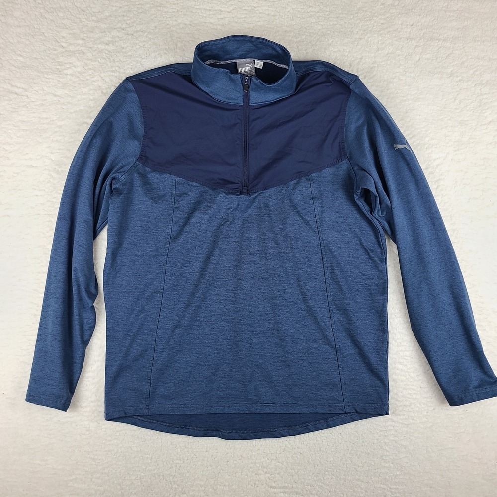 Puma Sweater Mens Medium Blue‎ Quarter Zip Performance Tech Golf